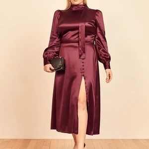 NEW Reformation Maple Dress, Color: Plum, Size 22